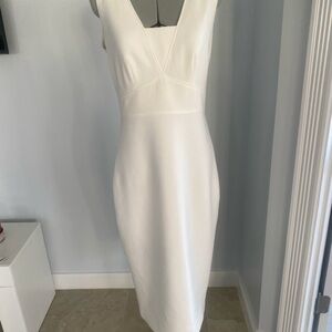 Ted Baker London Women Cream Sleeveless V-Neck Back Zip Midi Pencil Dress SZ 1